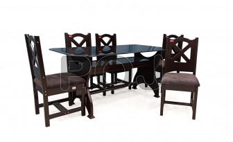 Miso 6 Seater Dining Table With Glass On Top